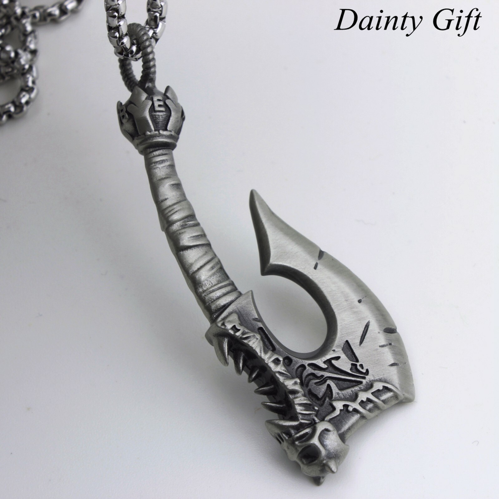 Men Women Stainless Steel Vintage Gorehowl Pure Tin Amulet AX Necklace 23.5″