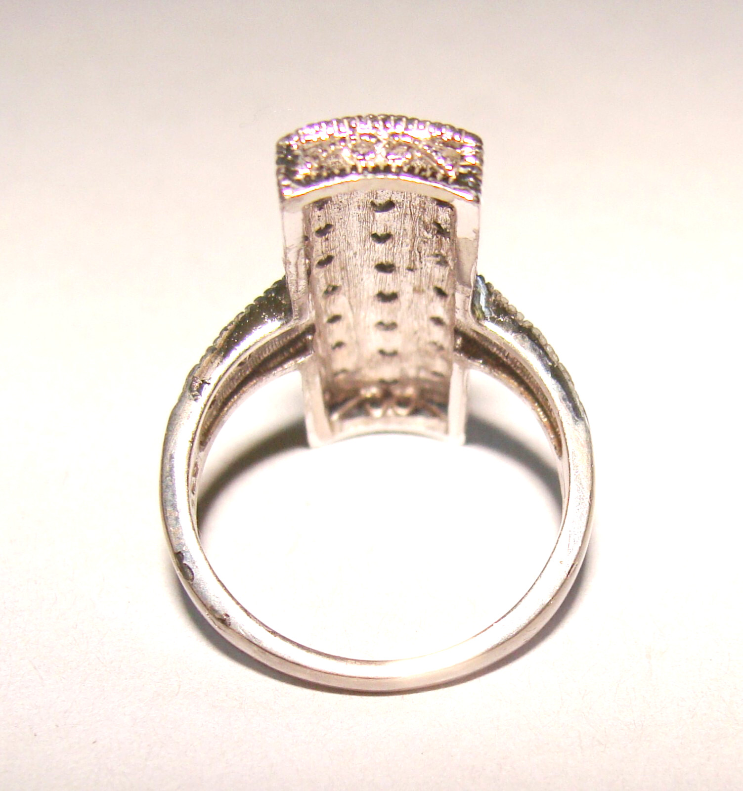 Designer Deco STYLE 5.5g Sterling Silver Multi CZ Textured Elongated Ring 7.25