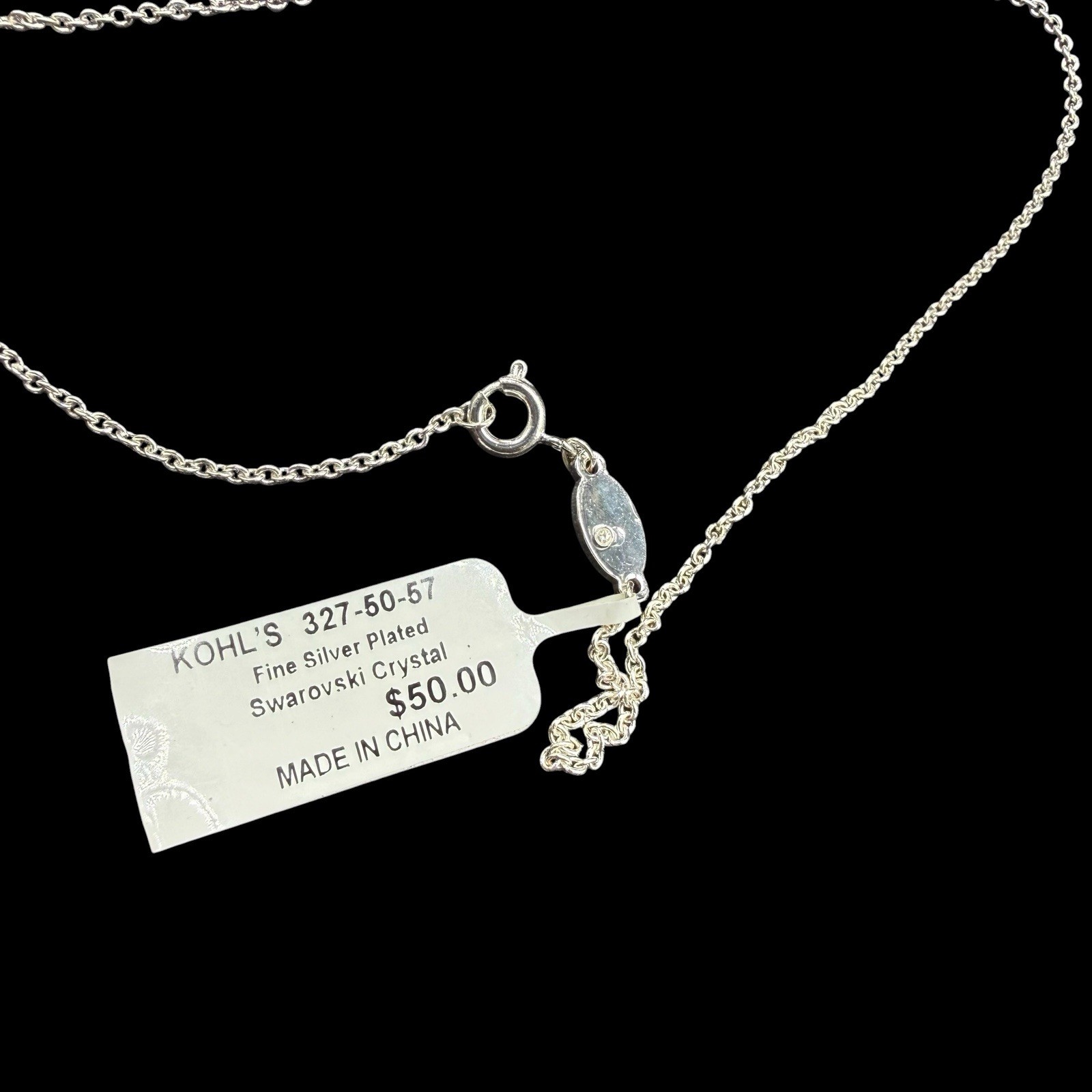 Disney I Love Mickey Pendant Necklace Fine Silver Plated Swarovski Crystal NWT