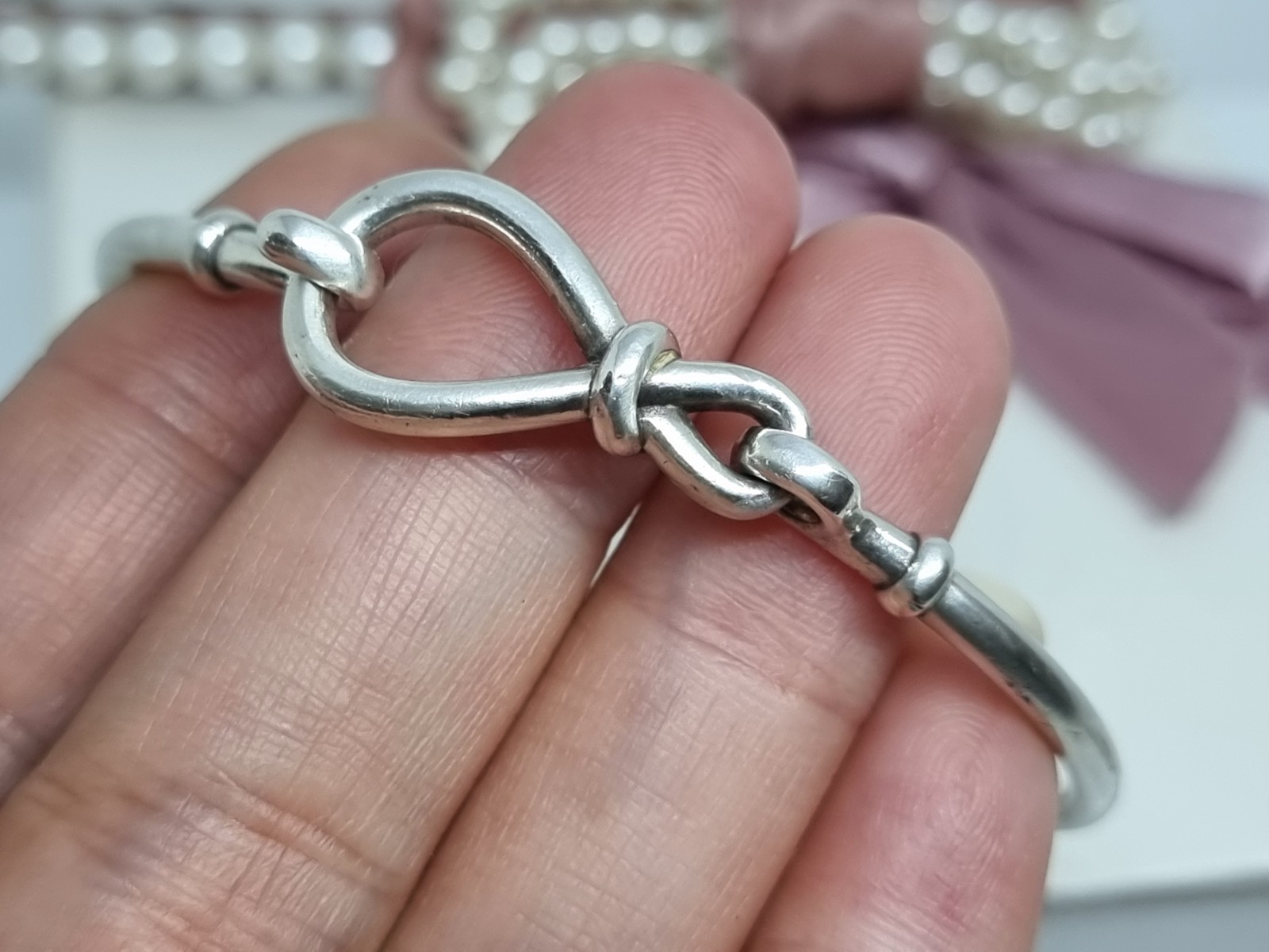 Genuine Pandora Silver Infinity Knot Bangle Size 2 💕 17.5cm