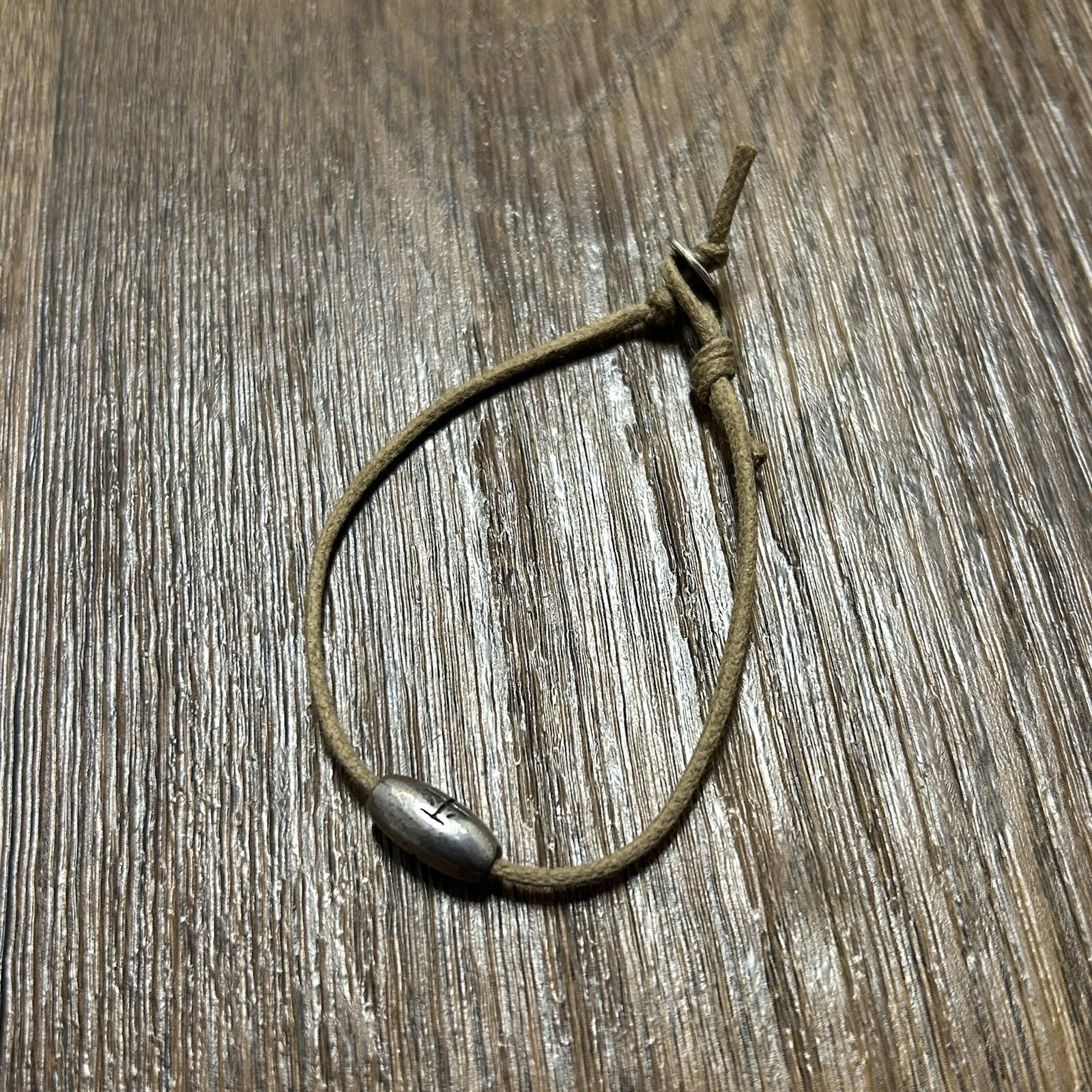 Me & Ro Sterling Silver ‘Peace’ Kanji Bracelet on Natural Cord – 8in