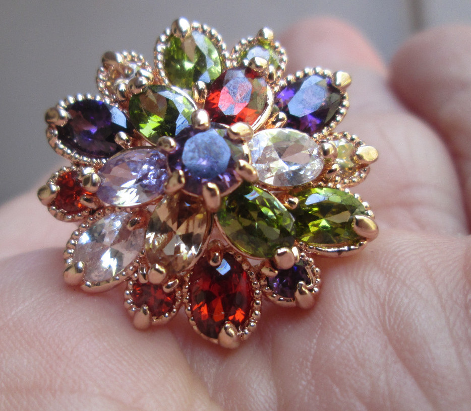 Multicolor AAA Swiss Zircon 18k Rose Gold Plated Ring