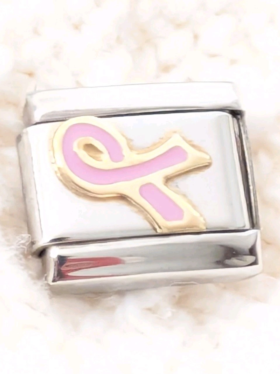 Authentic Nomination Pink Ribbon Breast Cancer Italian Charm P132