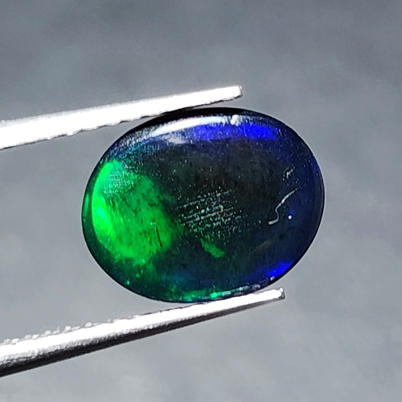 Natural Welo Black Opal Ethiopia Oval Cabochon Vivid Blue Green Fire 1.30Ct Gem