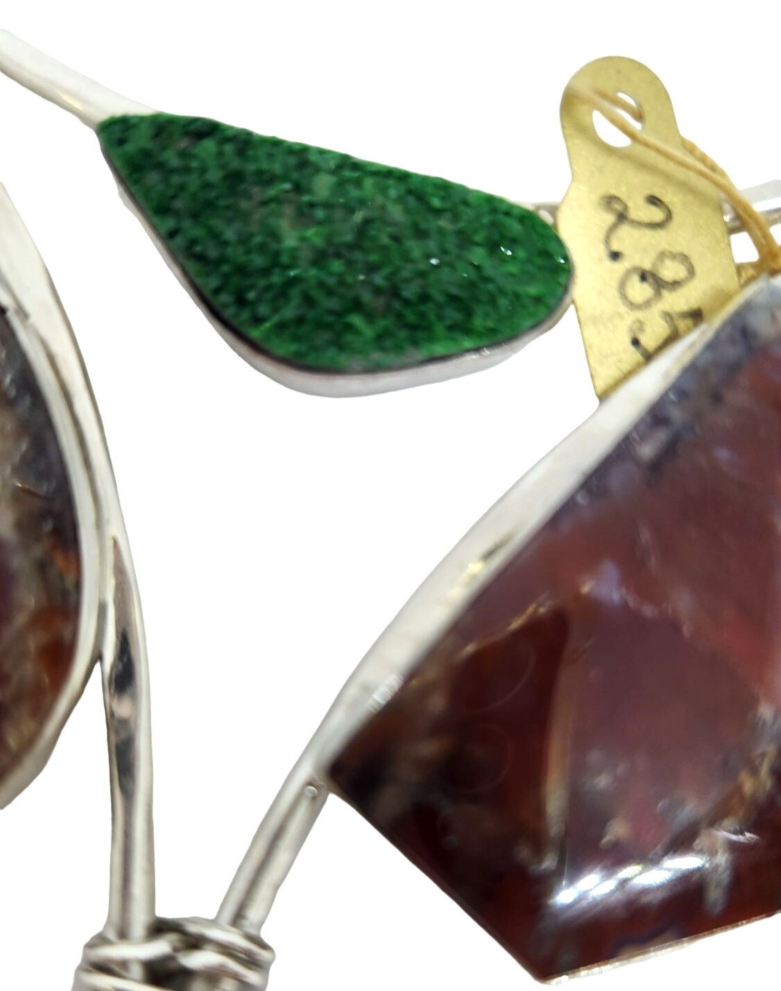 Pendant Plume Agate Druzy Silver 45.8 gr 925 Silver Jerry Fran Harr 85mm x 85mm