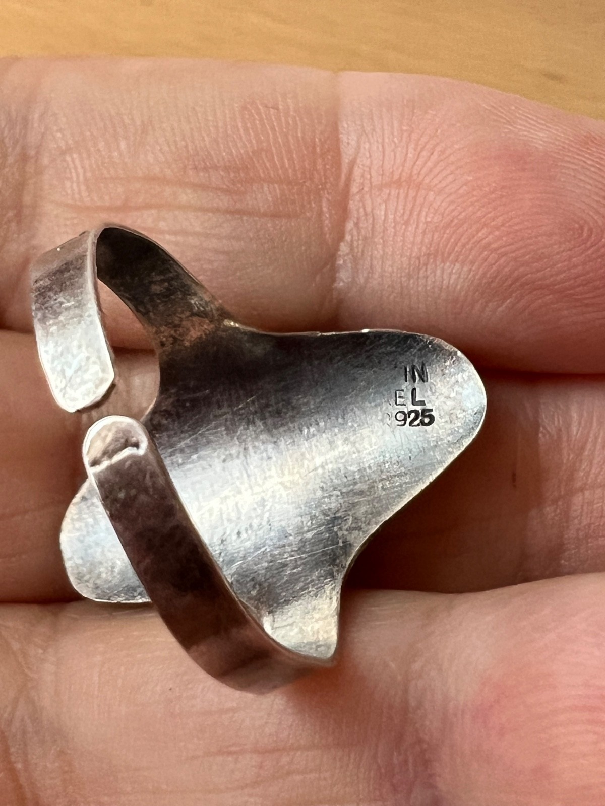 VINTAGE OXIDIZED 925 STERLING SILVER MENORAH ISRAEL RING ADJUSTABLE SIZE RARE