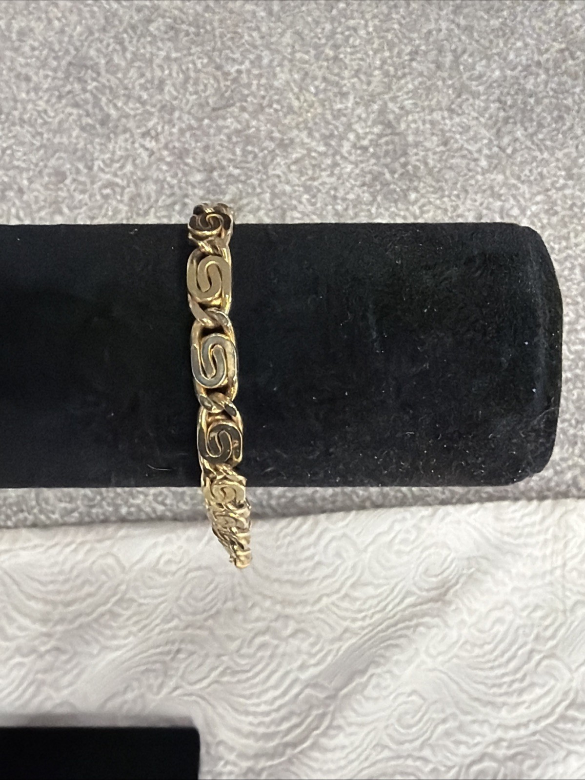 Vintage Gold Plated Greek Key Design Link 7”Bracelet 16.55 Grams