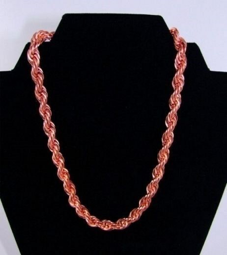 VINTAGE POLISHED COPPER COATED STEEL THICK 9mm. ROPE CHAIN 18″ NECKLACE V821