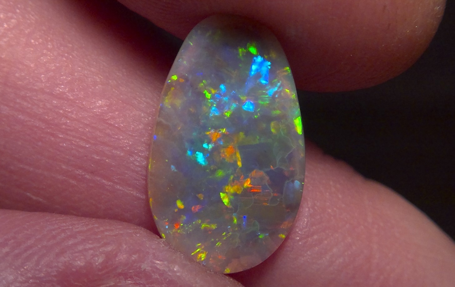 2.25cts Solid Lightning Ridge semi-black opal, stunning Rainbow fire + video