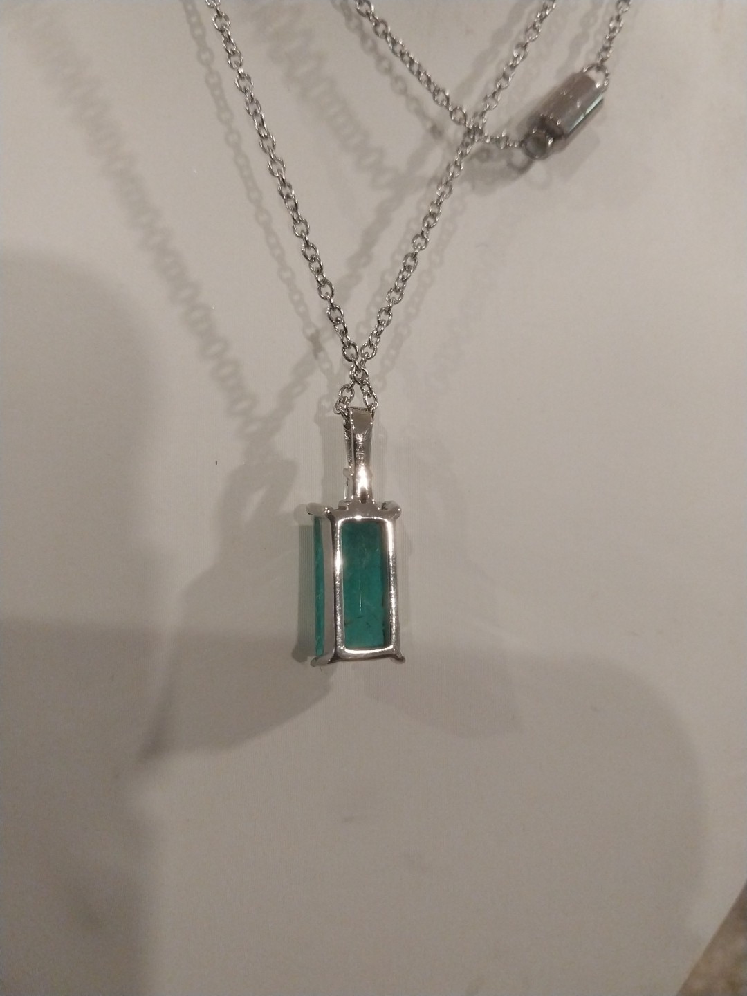 Emeraldine Quartz, White Topaz Pendant Necklace (20″)/ Stainless Steel 4.90= TCW