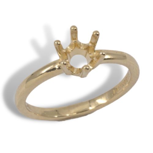 (4mm – 6.5mm) Round 6-Prong Sterling .925 Ring Setting (Ring Size 5,6,7, 8 )