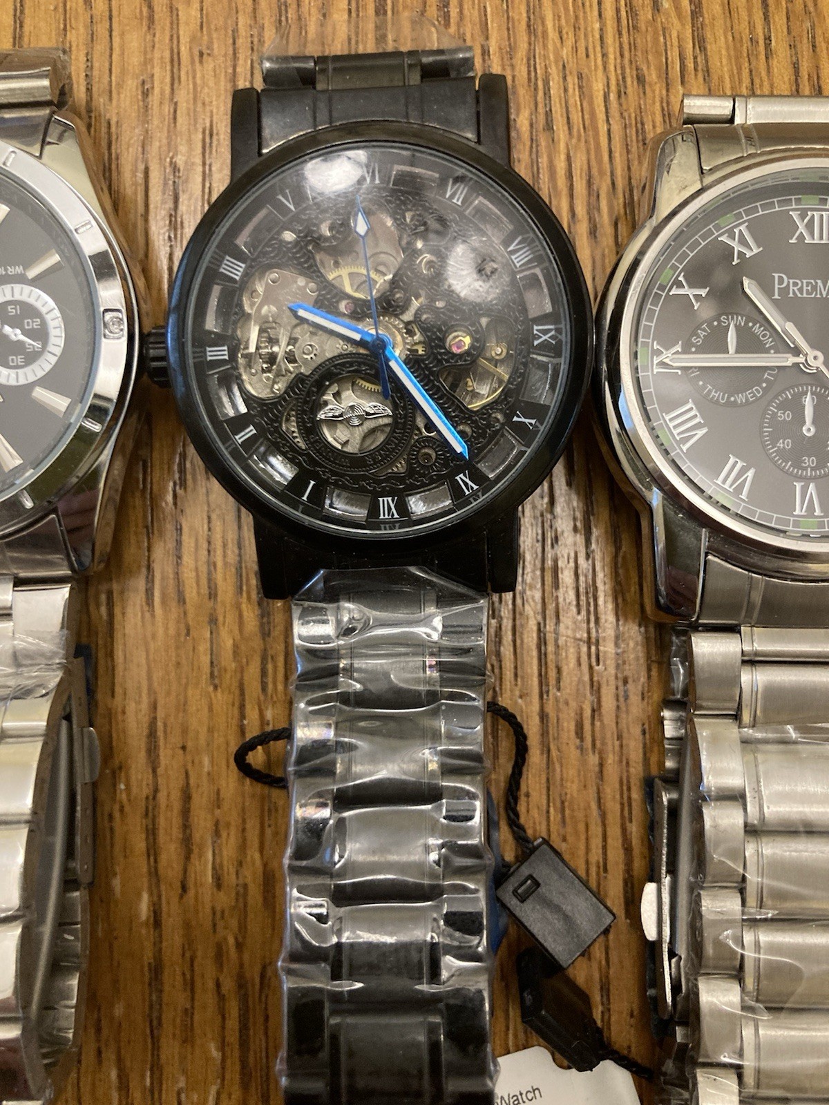 Lot of 4 Men’s Watches Skeleton Mechanical Wind Up Longbo Prema Parts Repair