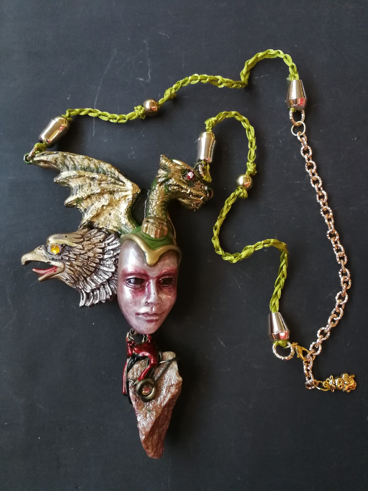Bune Demon Gothic Talisman Satanist Pendant Devil Amulet Necklace Dragon Eagle