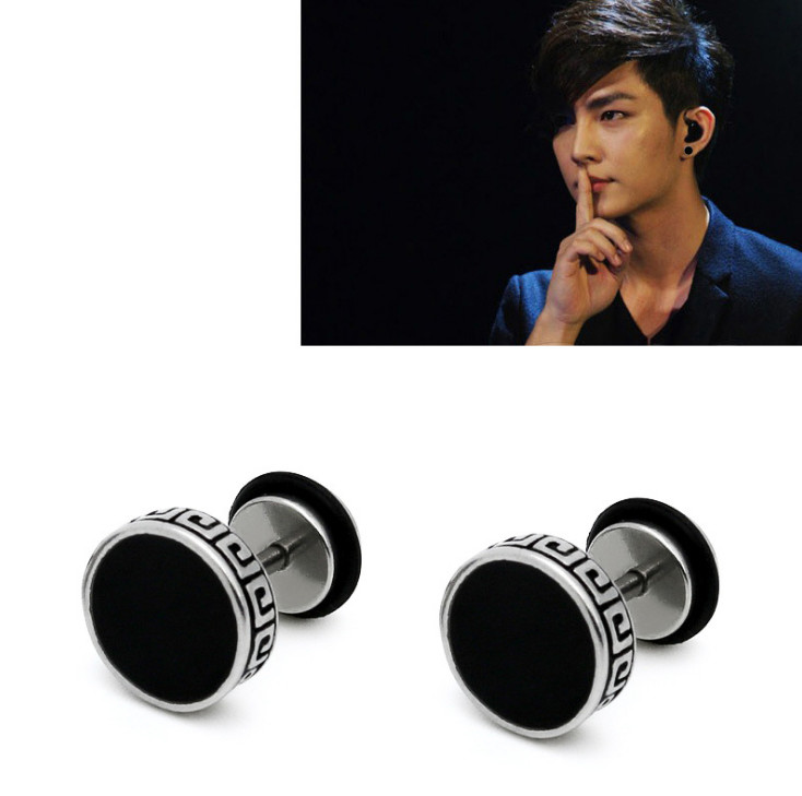 Men Women Stainless Steel Enamel Round Screw Stud Earrings 6/8/10/12mm