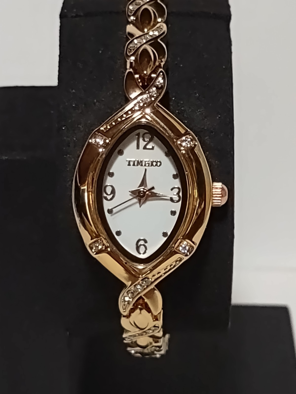 Timeco Women’s Watch Analog Rose Gold Tone Rhinestone New Battery