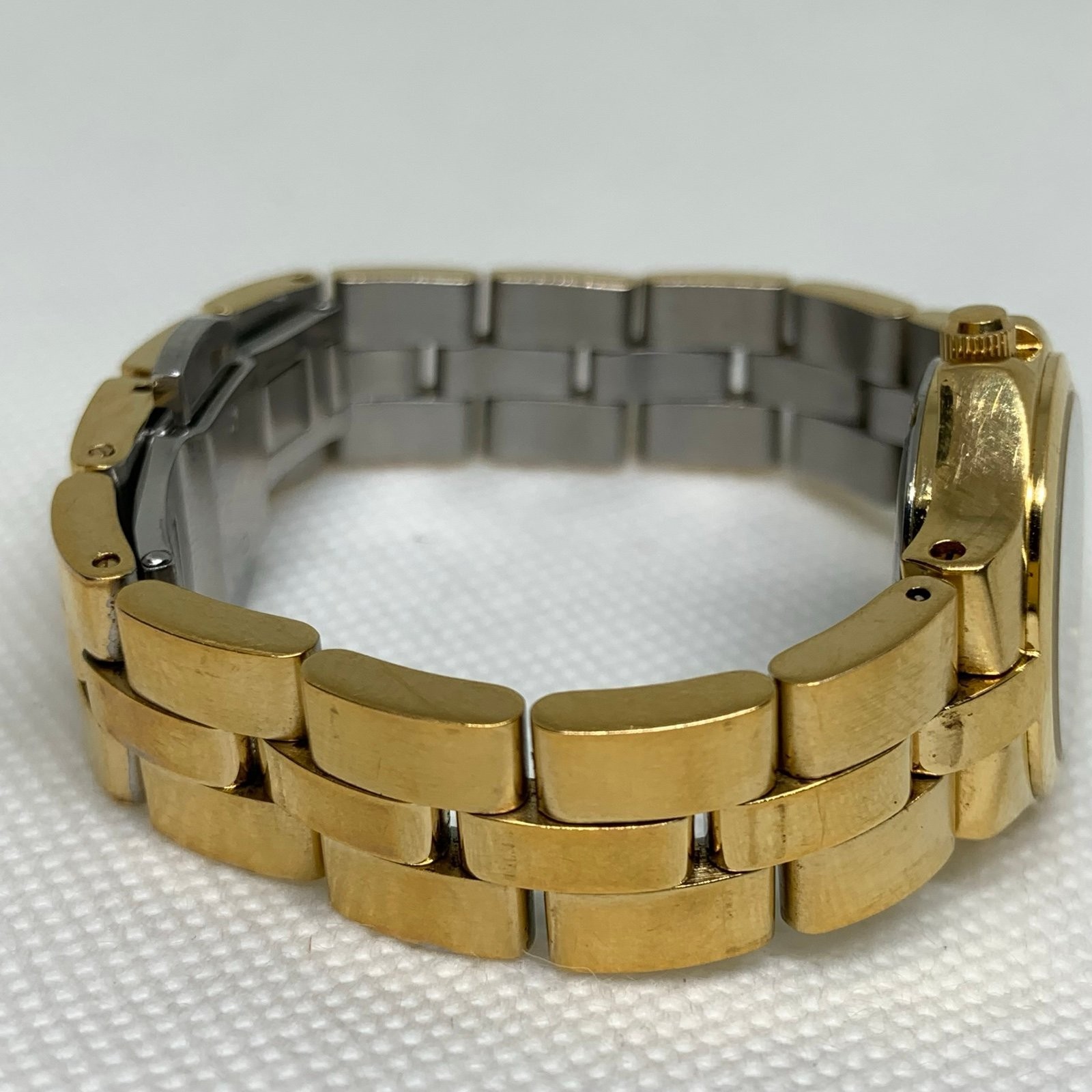 Belair watch women date gold tone black dial 23mm 956-114 quartz 5.5” running