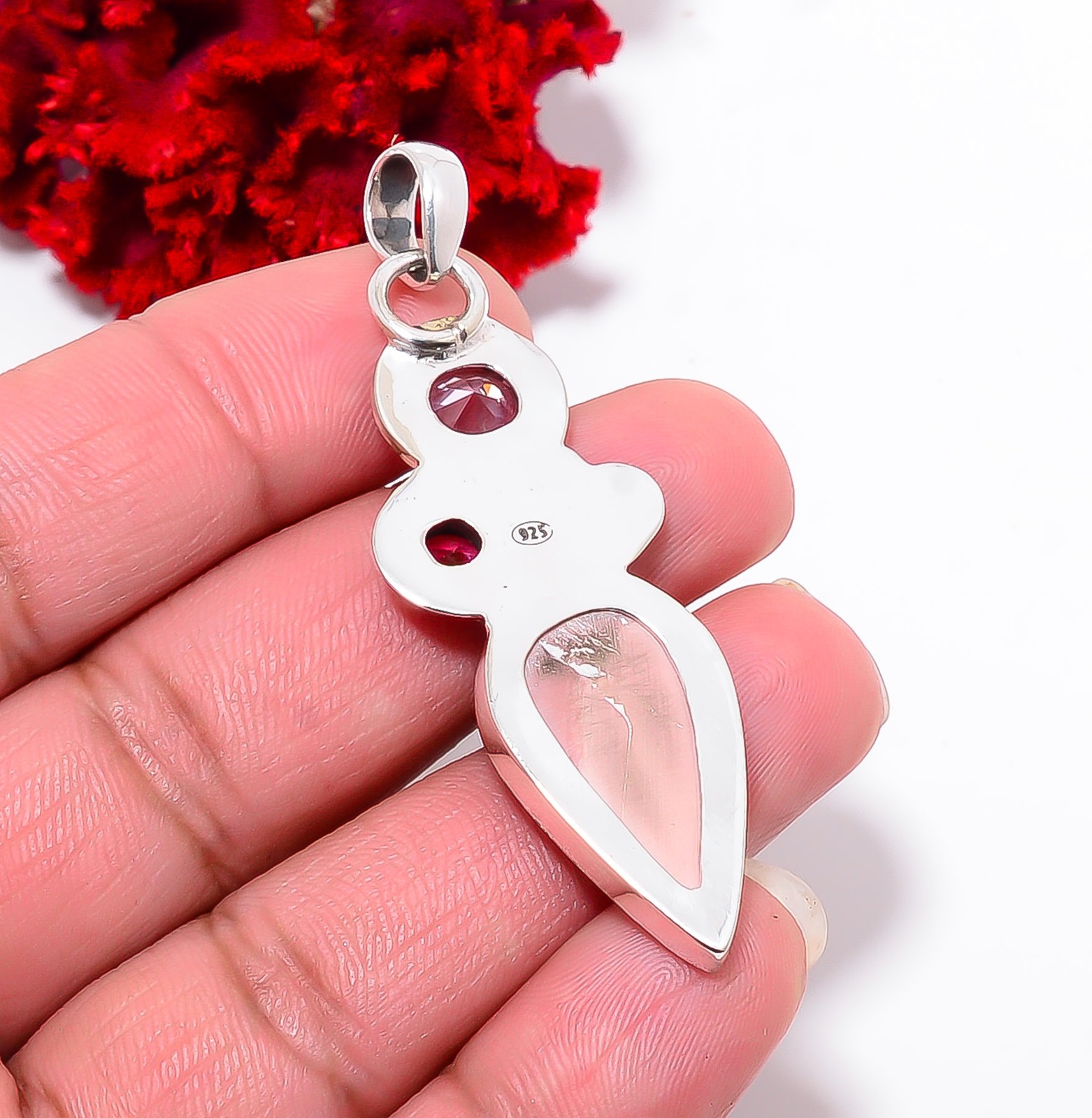Pink Opal – Australia & Pink Kunzite 925 Sterling Silver Pendant 2.34″ P94352