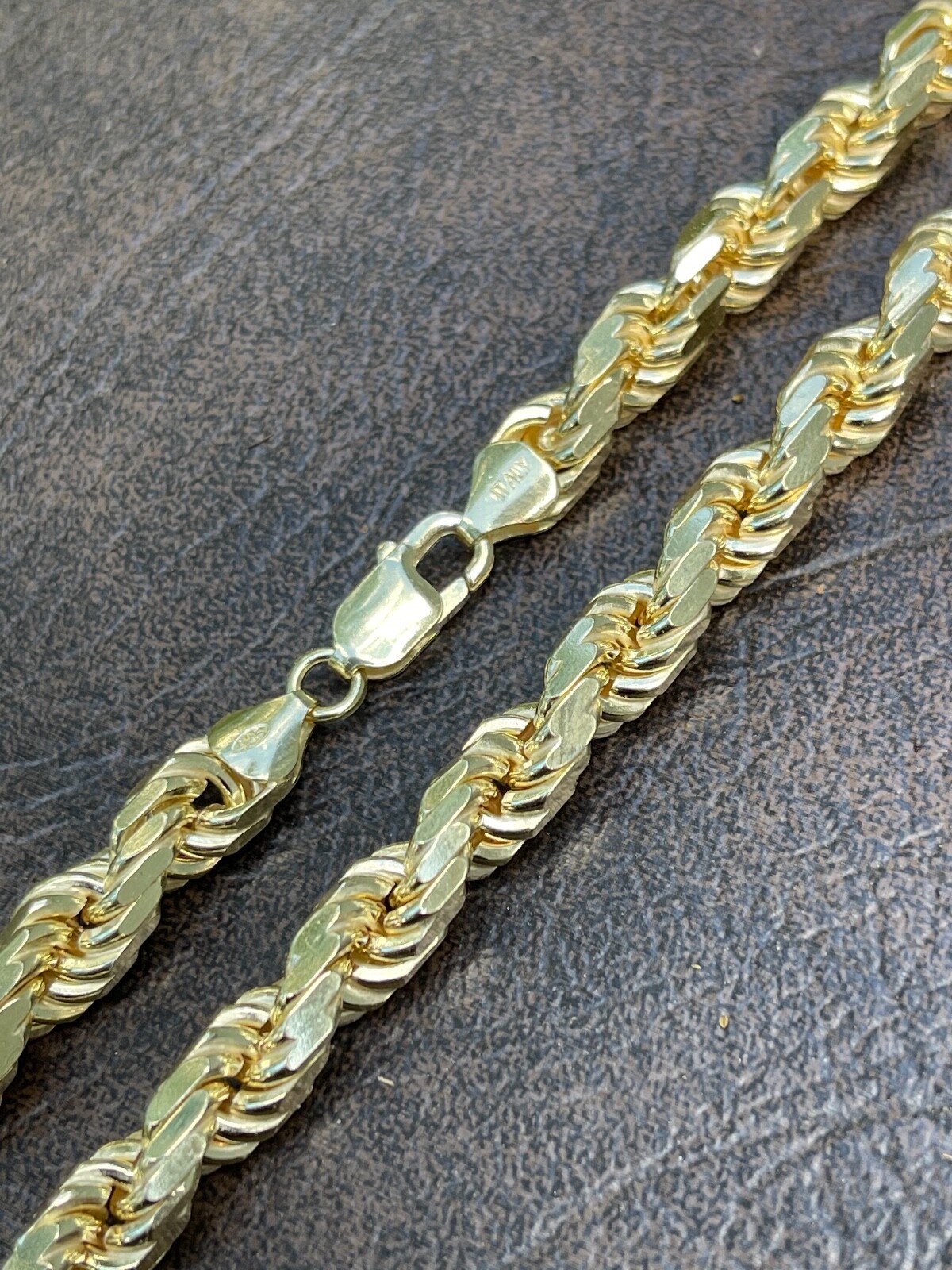 8mm Thick Rope Chain 14k Gold Plated Real Solid 925 Sterling Silver Necklace Big