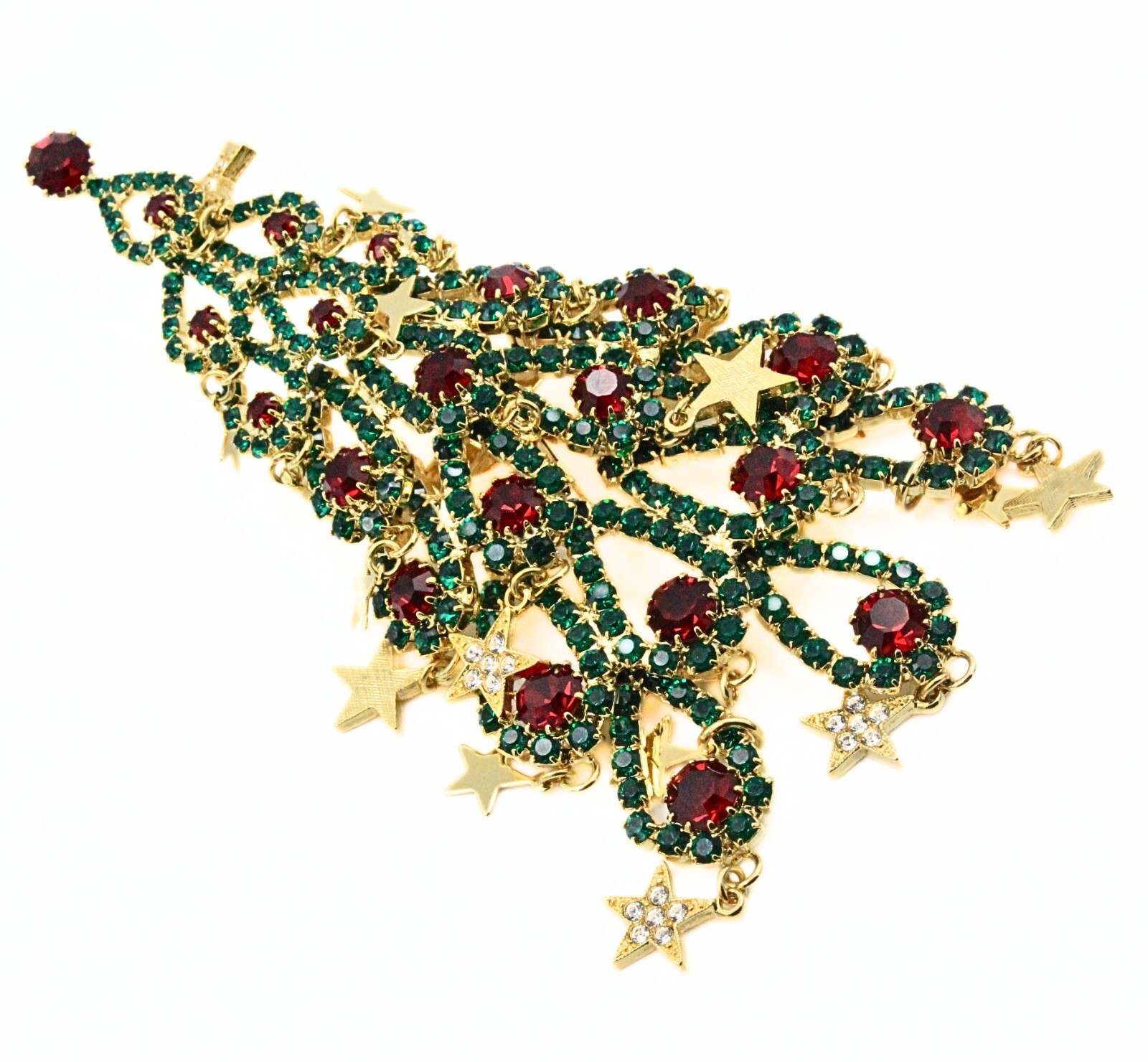 Kirks Folly LTD 244/300 Christmas Tree Red Green Gold Dangle Large Brooch
