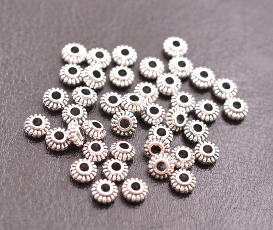 100Pcs Tibetan Silver Gold Bronze Charms Roundelle Spacer Beads 6mm A3023