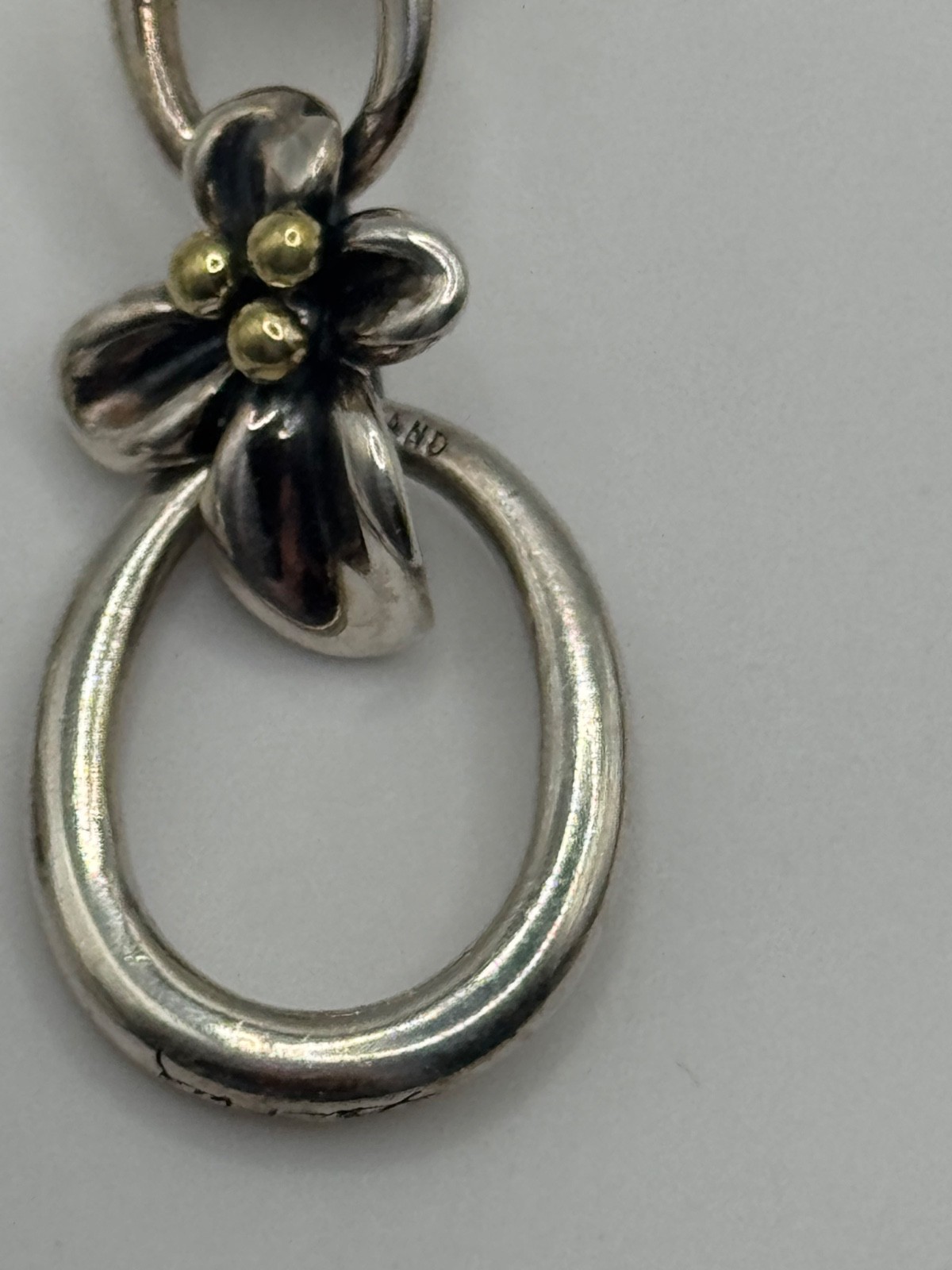 Ann King Sterling Silver 18K Accent Flower Floral Dangle Earrings