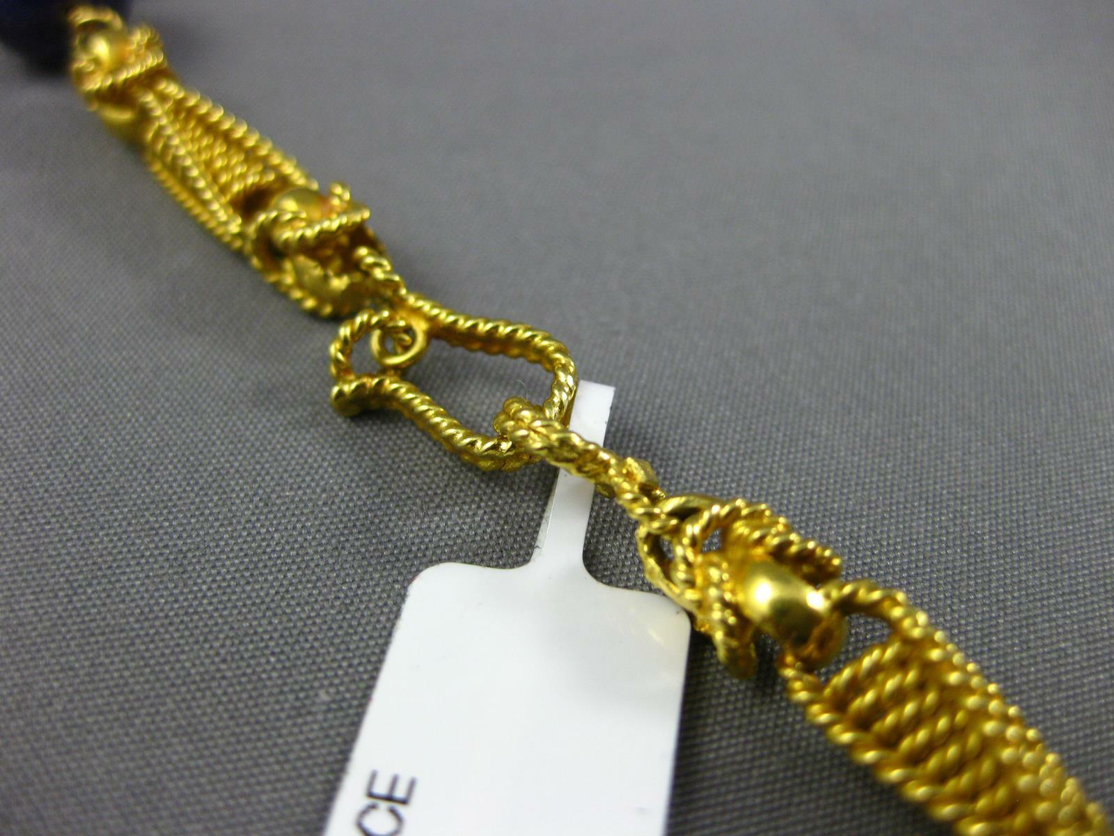 ESTATE LARGE AAA LAPIS 18KT YELLOW GOLD 3D CLASSIC FILIGREE DRAGON FUN NECKLACE
