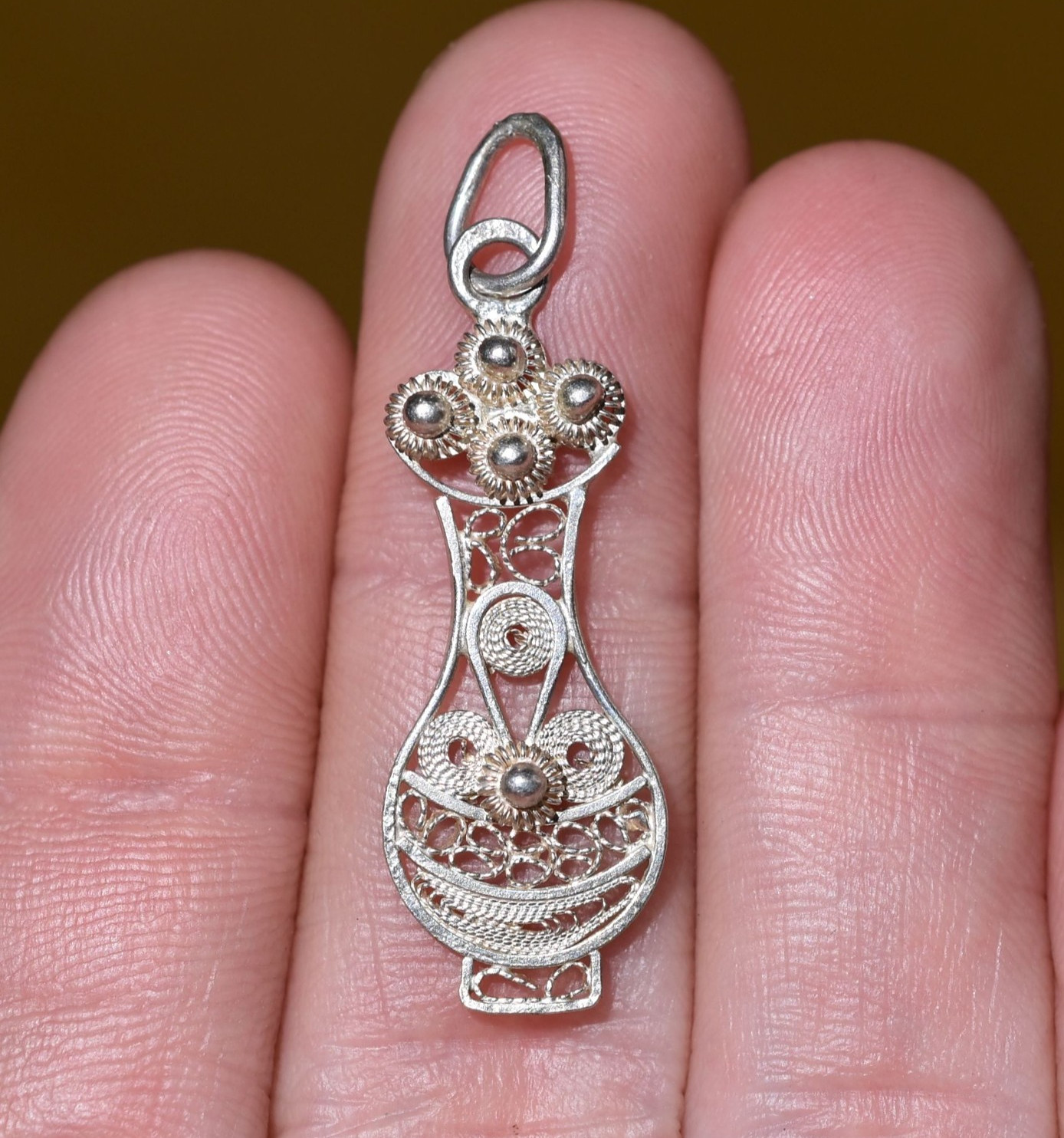 Filigree Quimbaya Poporo For Mambeo Ceremony Pendant Handmade In Mompox Colombia