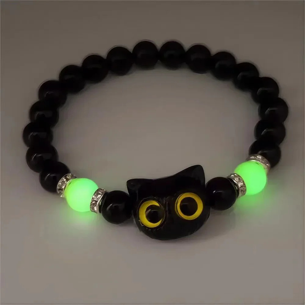 2026 Fashion Luminous Beads Couple Bracelets For Women Men Charm Cat Matching