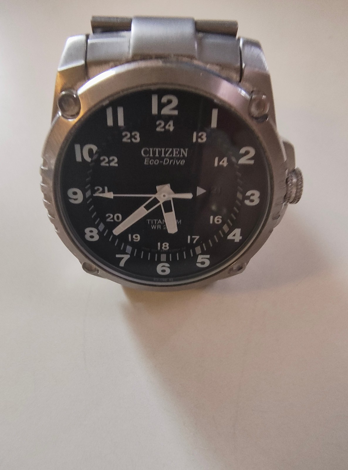 Citizen Eco-Drive WR200 SSB black Dial Watch Tested Working CA0515-D2L