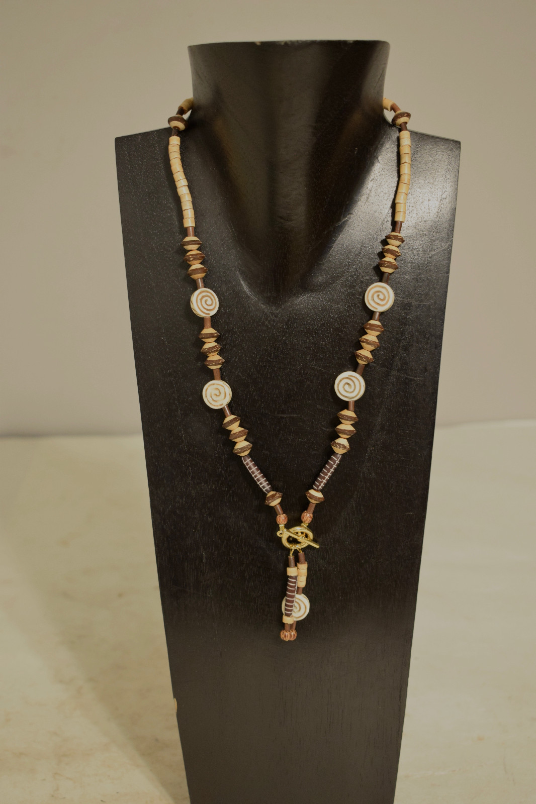 Necklace Indonesian Coconut Heishi Toggle Necklace