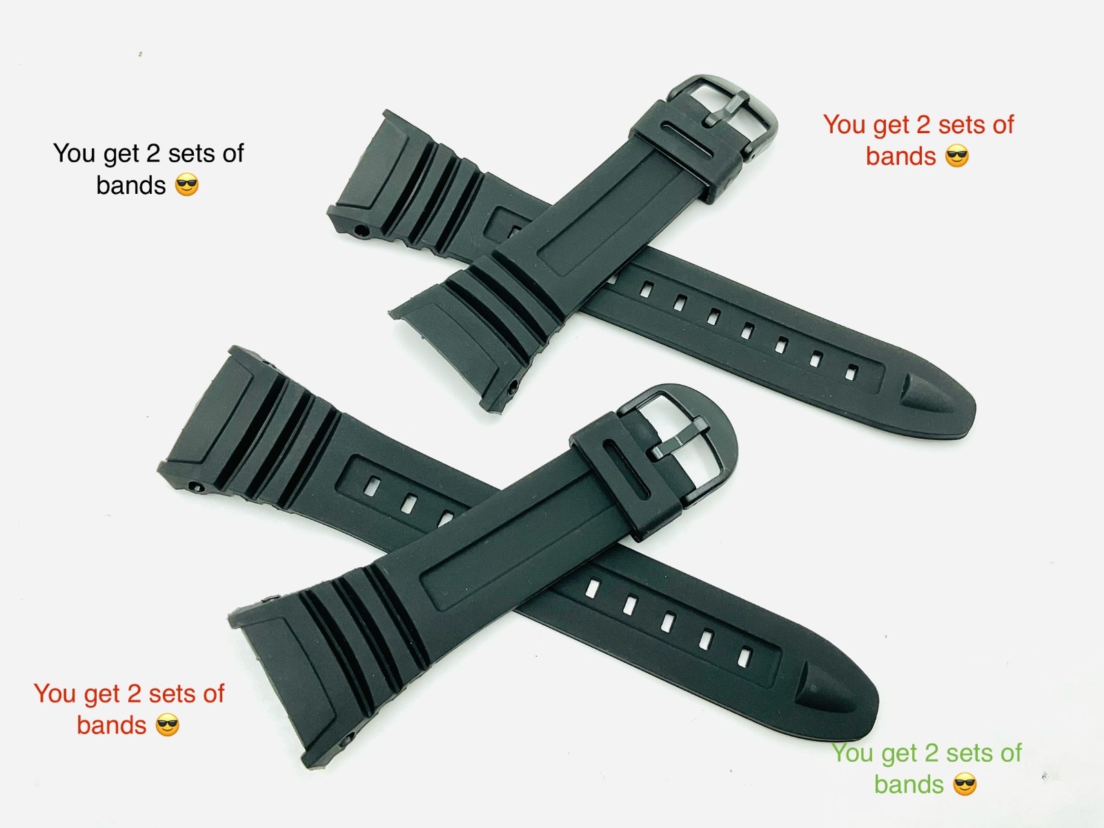 Lot of 2 Fits Casio Band ILLUMINATOR W96H W-96H-1AV W-96H-1BV W-96H-2AV W-96H-9A