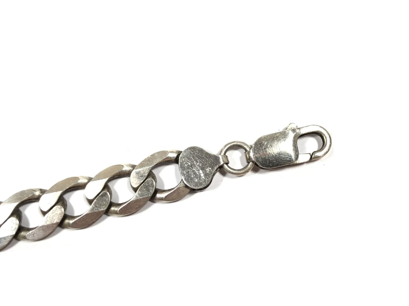 Vtg Sterling Silver 9.2mm Curb Link 22″ Chain Necklace Signed SJ