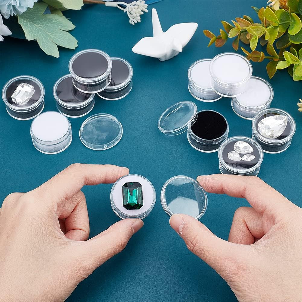 CHGCRAFT 20Pcs 2 Colors Mini round Stone Box Small Loose Diamond Gemstone Displa