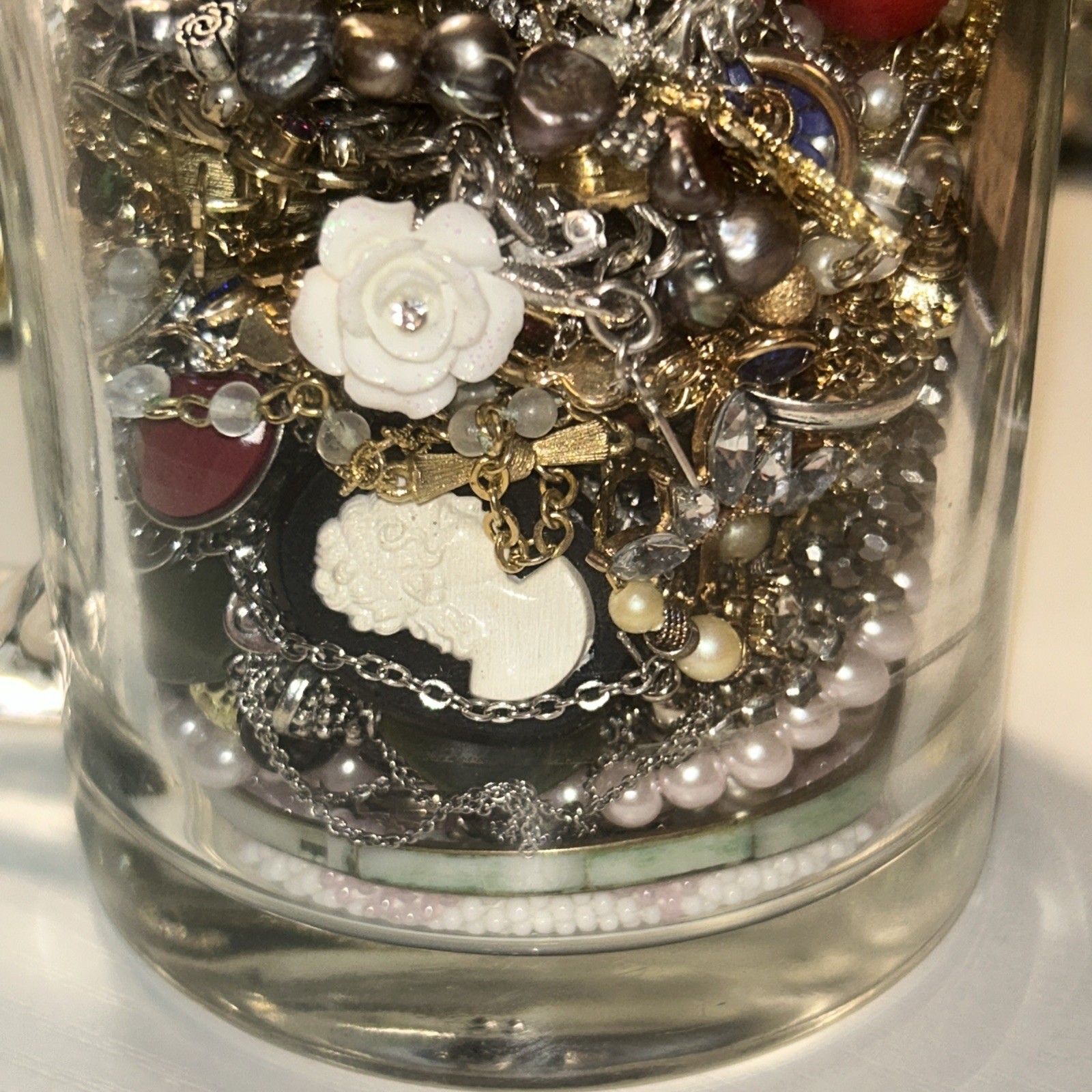Curated All Dainty Mystery Jewelry In Vintage Starbucks Mug 3.75” All Wearable