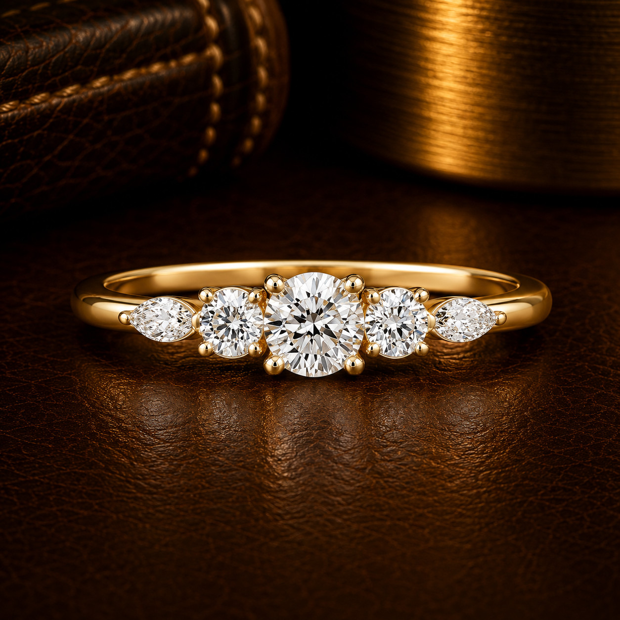 0.30 CTW Round & Marquise Lab Grown Diamond Engagement Ring 925 Silver DEF VVSVS