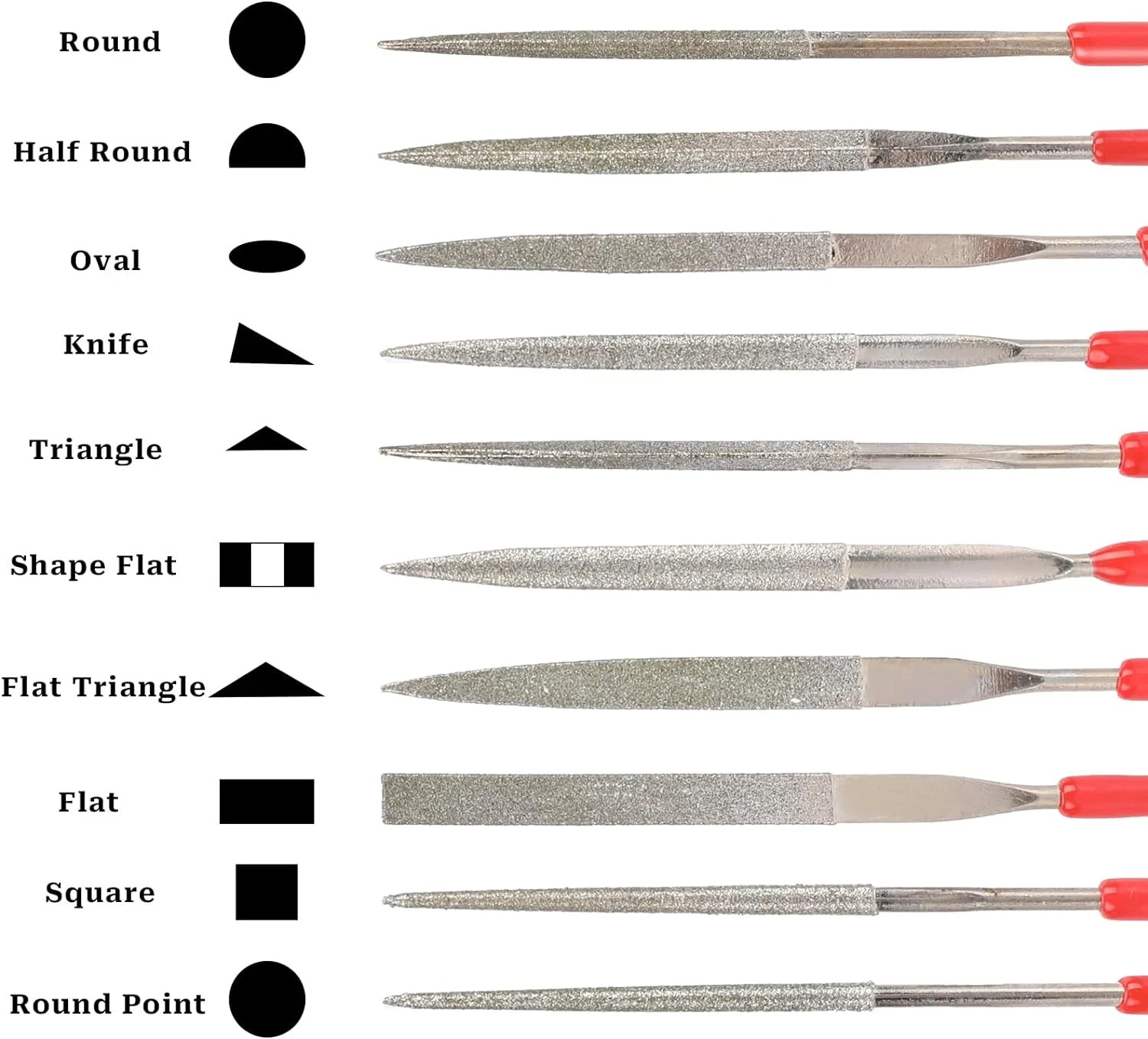 10 Piece Titanium Plated Diamond Needle Files – Gold & Silver Jewelry Tool Set