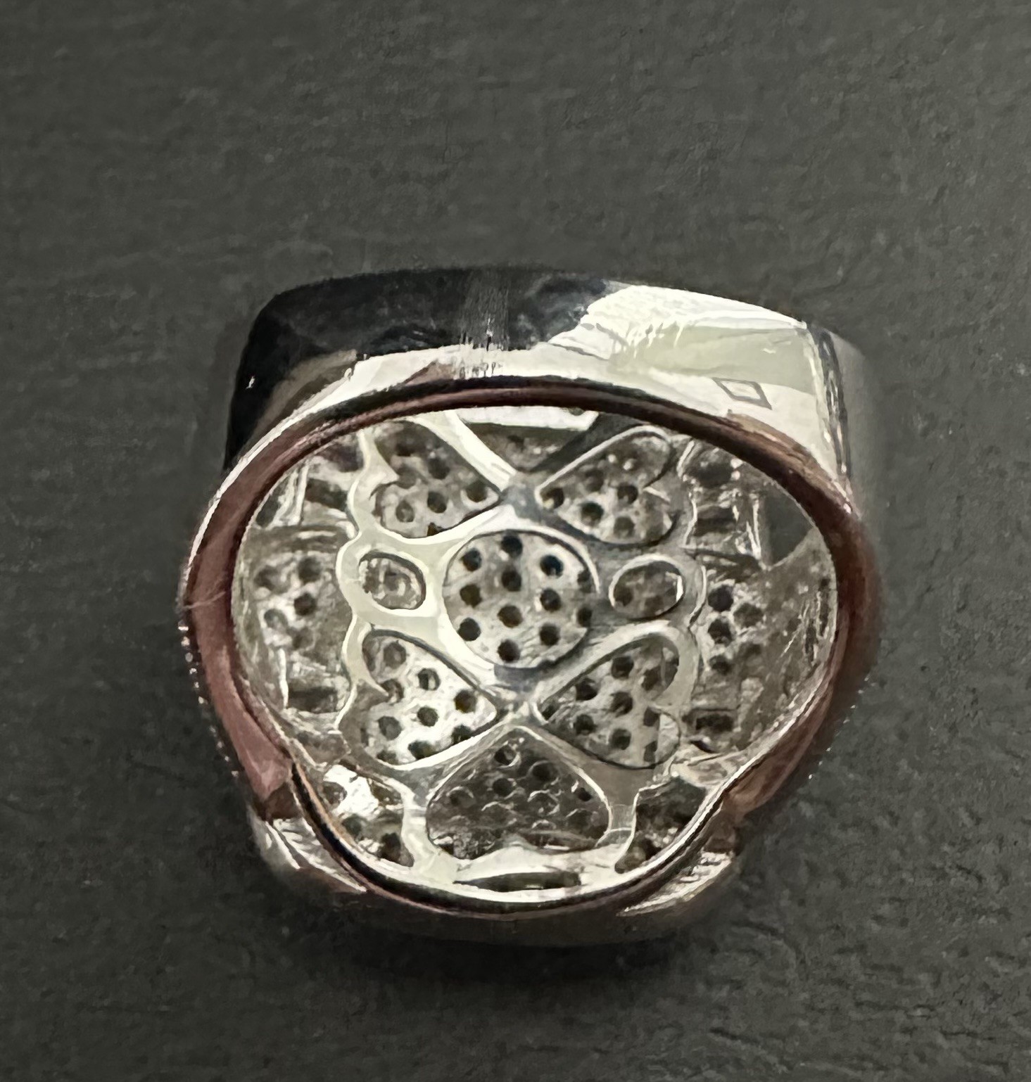 FZN Fuzion Creations 925 Sterling Silver CZ PaveBaguette Halo Cocktail Ring 5.25