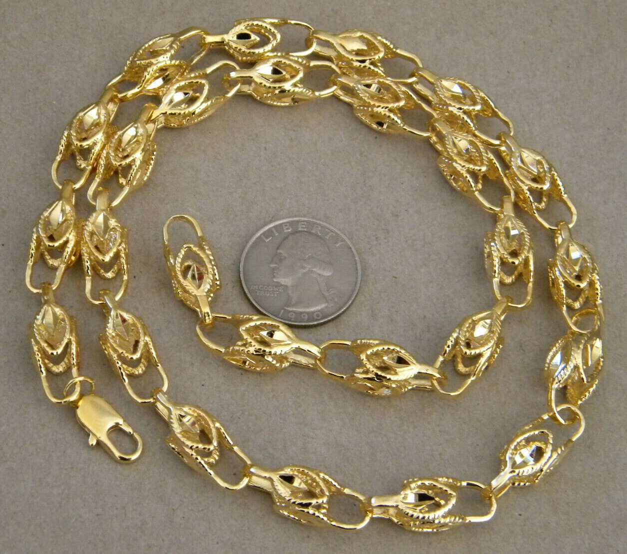 Men’s Lady’s Yellow Gold Plated Turkish Rope Chain 24in inch Long 9mm Wide New