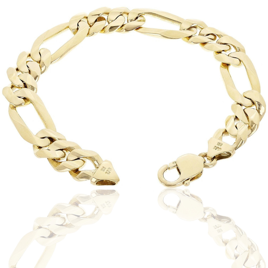 14k Yellow Gold Bracelet Chain Figaro Link | Solid Heavy 53 Grams 8.5″ 12.7mm