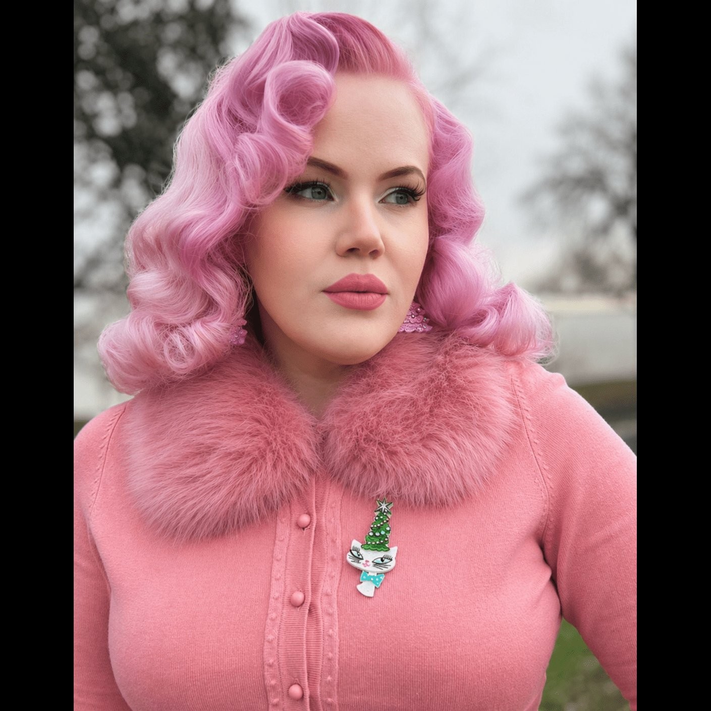 Oh Pinkmas Tree Earrings by Miss Fluff x Lipstick & Chrome