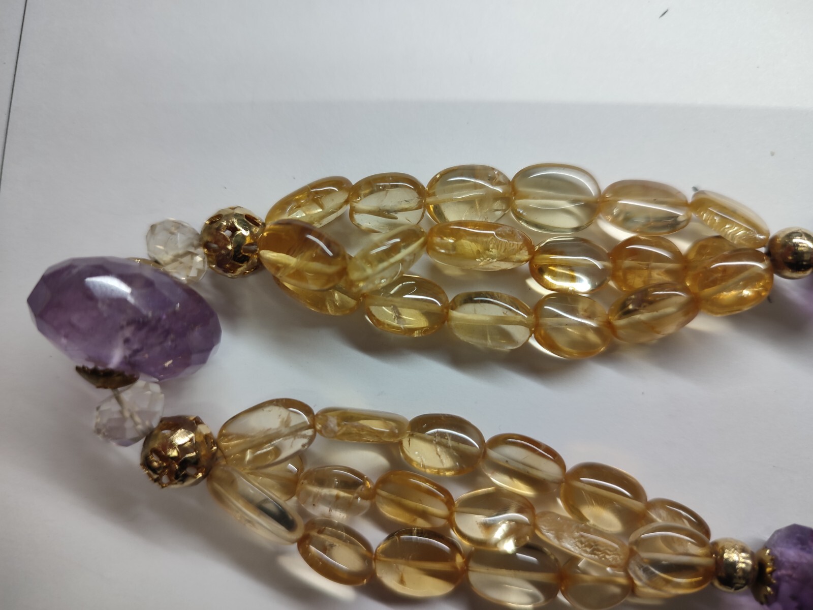 Citrine and Amethyst beaded necklace
