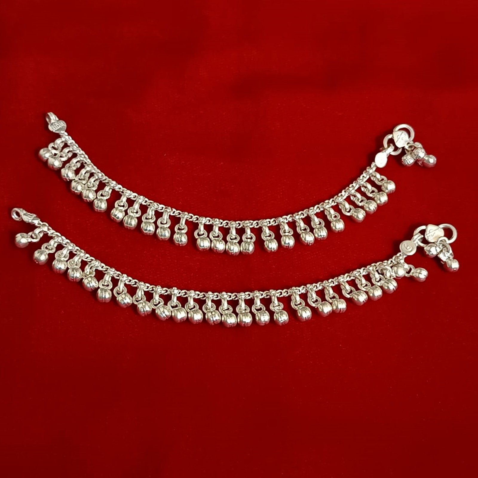 Pure Silver Noisy Jingle Bell Anklet Indian Payal Personalized Kids Jewelry 6.5″