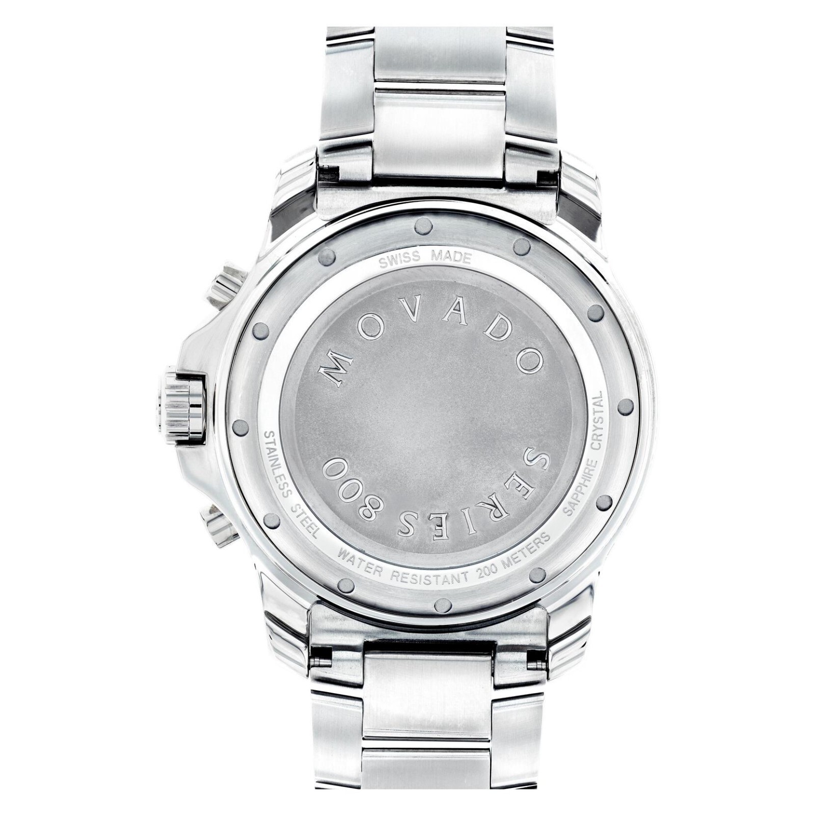 Movado Series 800 Black Dial Silver Bezel SS Chronograph Watch – Model # 2600110