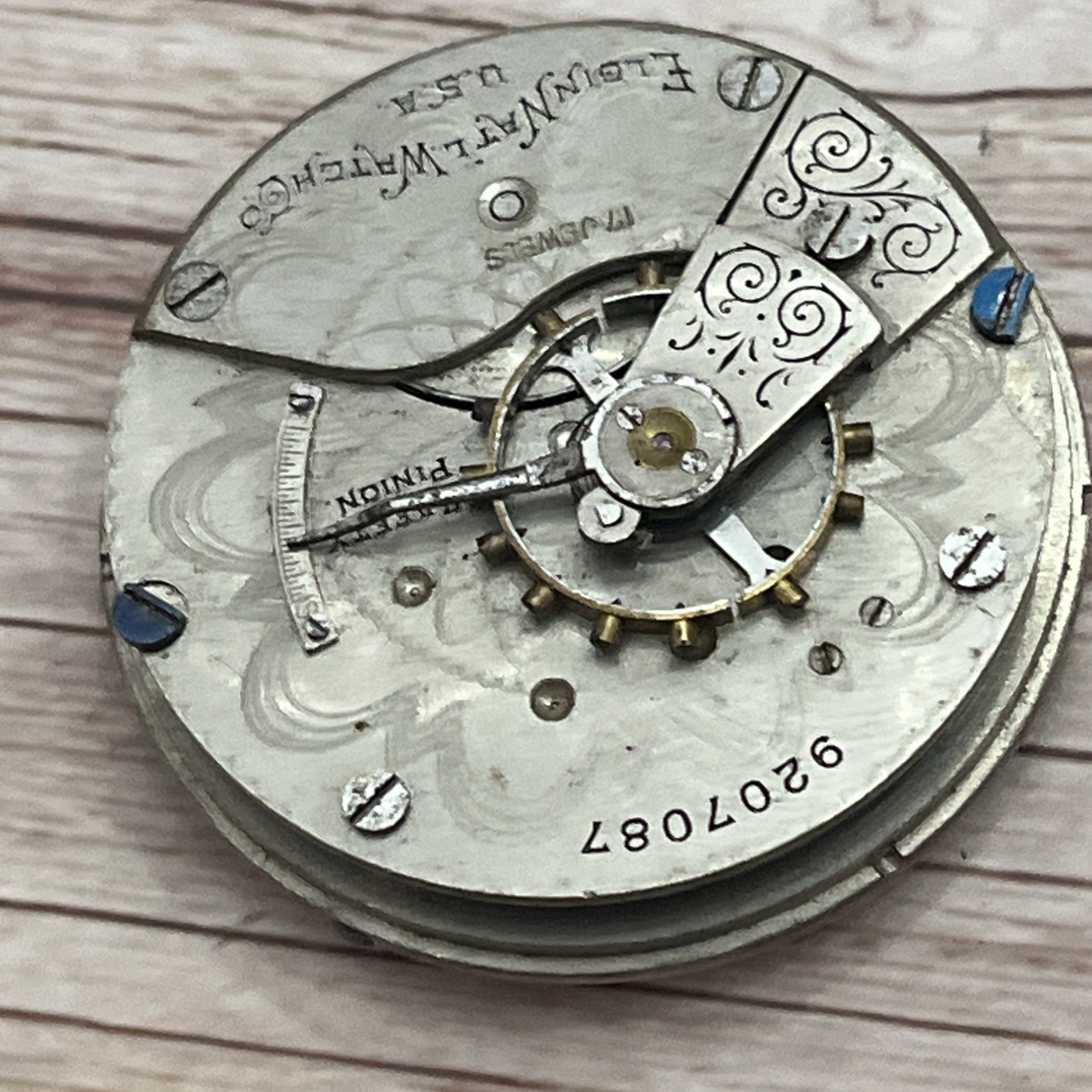 Antique 1901 Elgin Grade 207 18s 7j Model 4 Hunting Pocket Watch Movement Parts