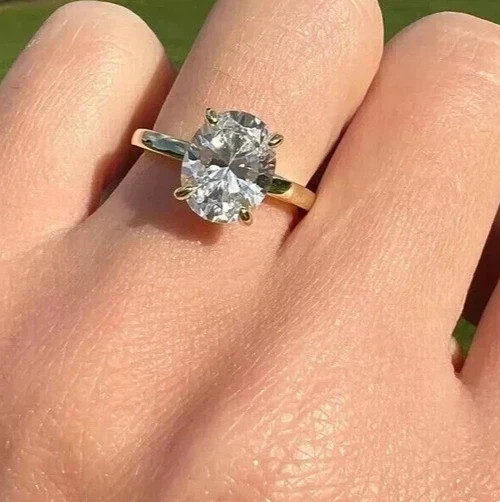 2.50 Ct Oval Lab Created Diamond Solitaire Engagement Ring 14k White Gold Plated