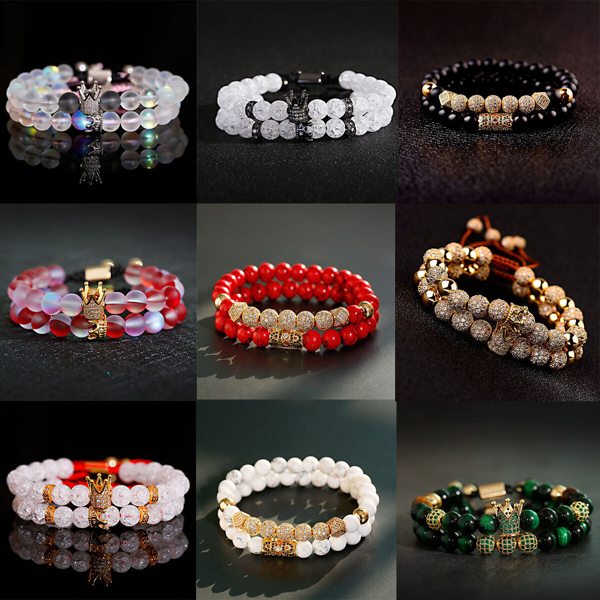 Wholesale Lots Mixed Adjustable Bracelets Luxury Zircon Stone Women Men Jewelry