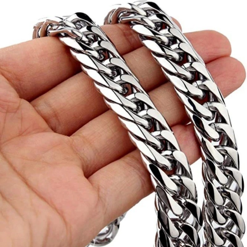 Mens Cuban Link Chain Necklace Stainless Steel 8-14mm Hip Hop Punk Jewelry