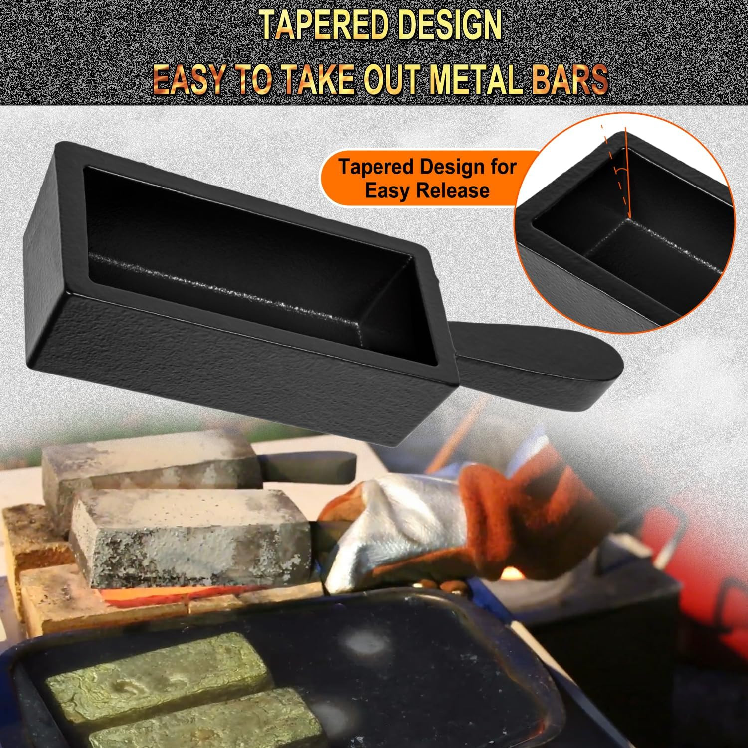 100 Oz Heavy Duty Troy Ounce Gold Bar Loaf Cast Steel Iron Ingot Mold for Meltin
