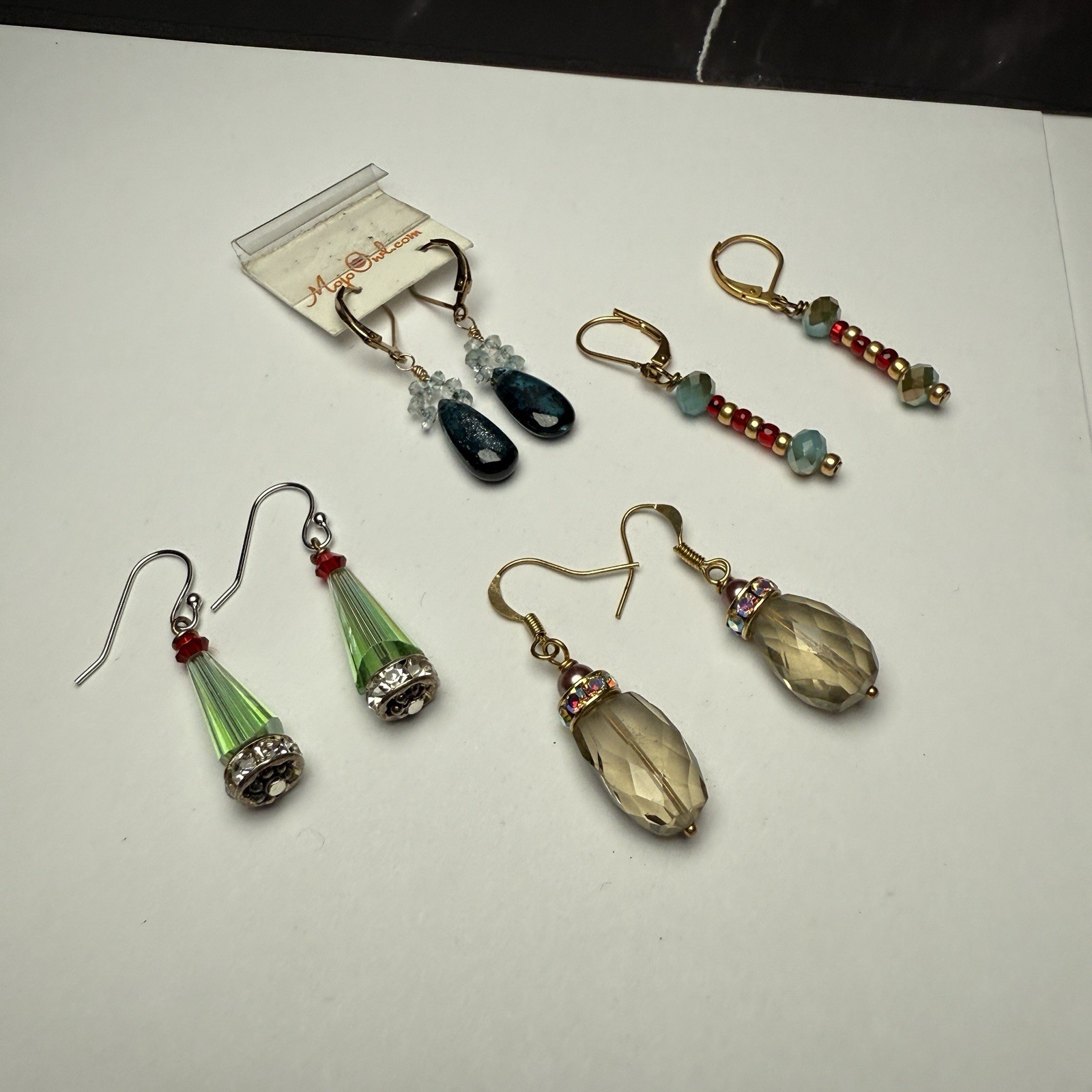Dangle Drop Pierced Earrings Lot Of 4 Glass Bead Beaded