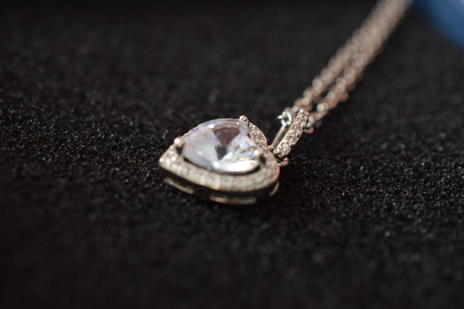 S925 Sterling Silver & CZ Heart Pendant Necklace + Personalised Gift Box